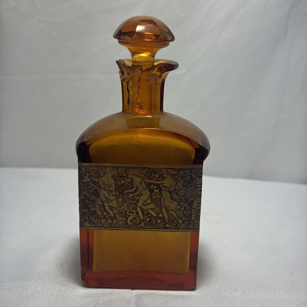 Moser Signed Art Nouveau Amber Glass Decorative Bottle - Picture 5 of 14